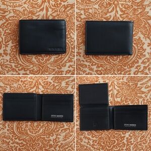 Men’s Steve Madden Genuine Leather Black Bifold Wallet RFID Protection